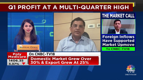 Mr. Himanshu Baid, MD, Polymed spoke to CNBC-TV18 highlighting domestic market grew over 30% & exports 25% as co reports strong Q1FY24 earnings. Similar margins expected in coming quarters. #makeinindia #polymedicure #polymedicureshare #cnbctv18